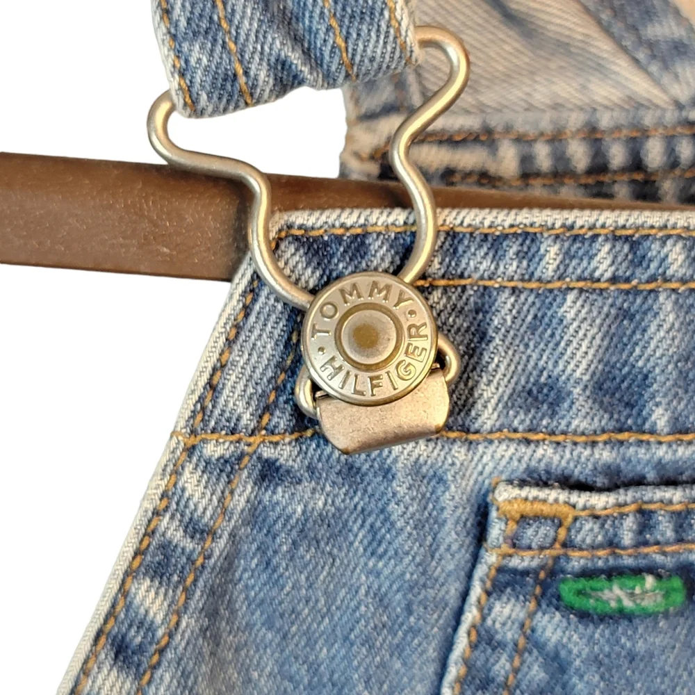 Tommy Hilfiger Vintage Medium Wash Denim Jean Overall Bibs Unisex